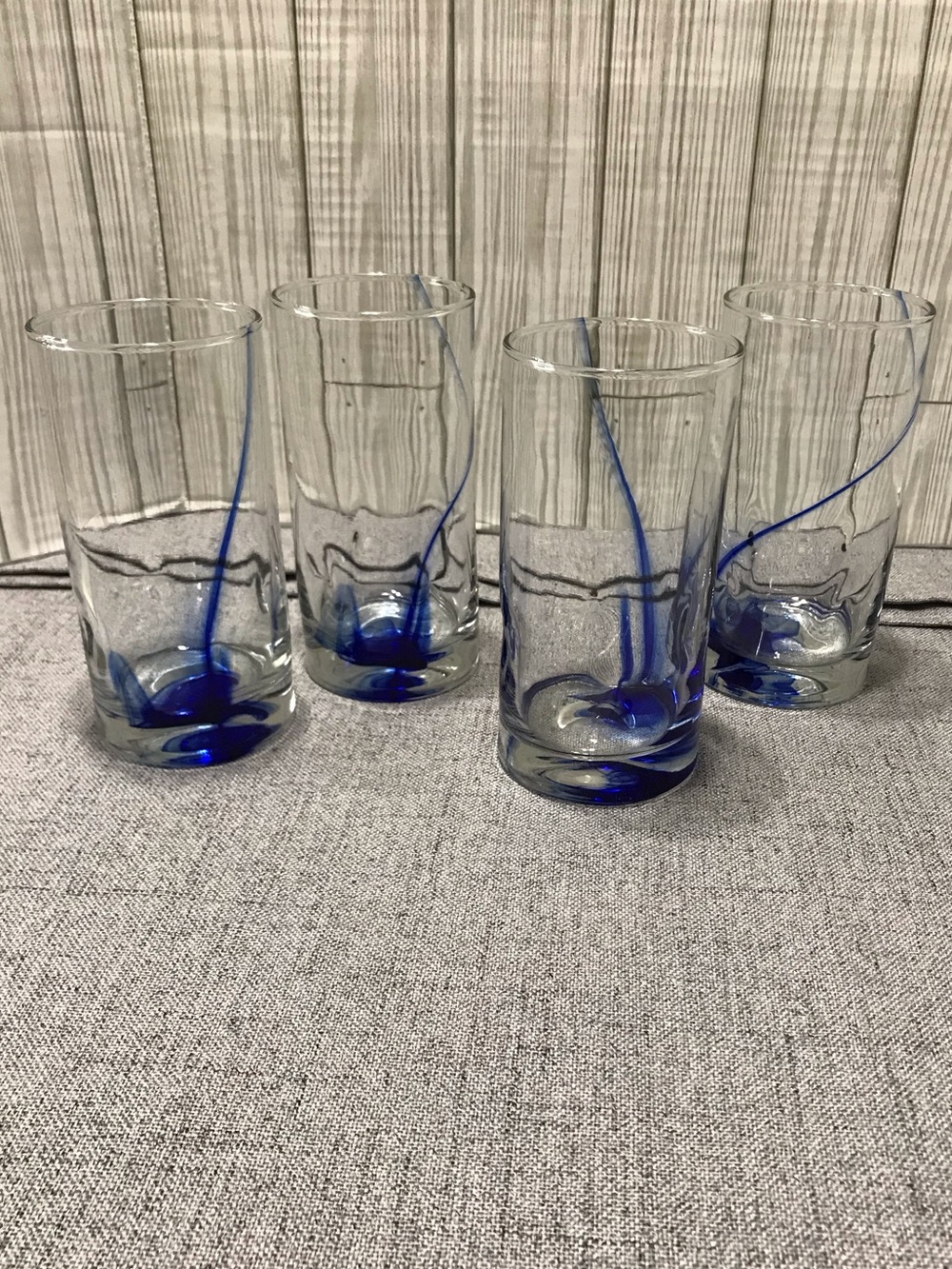 Libby set of 4 Colbalt Blue glass drinking glasses.